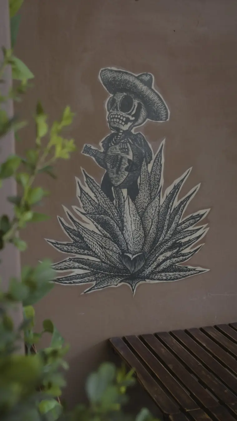 Mural de agave en la terraza